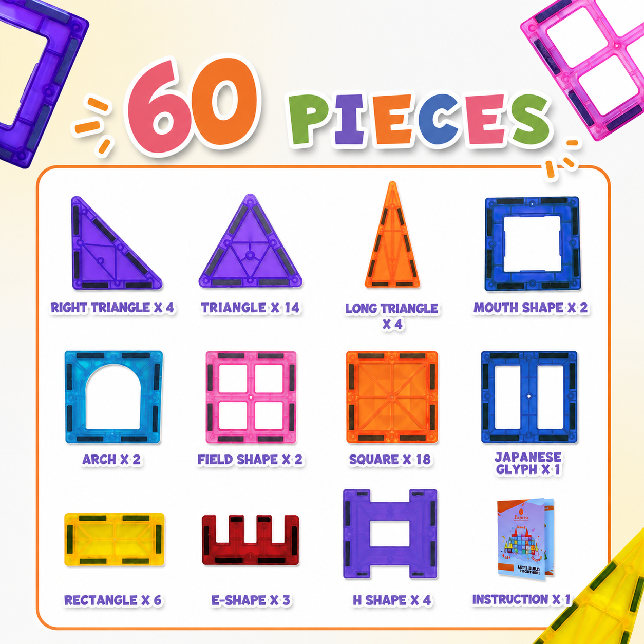 Magnetic Tiles 60pcs Set - Image 2