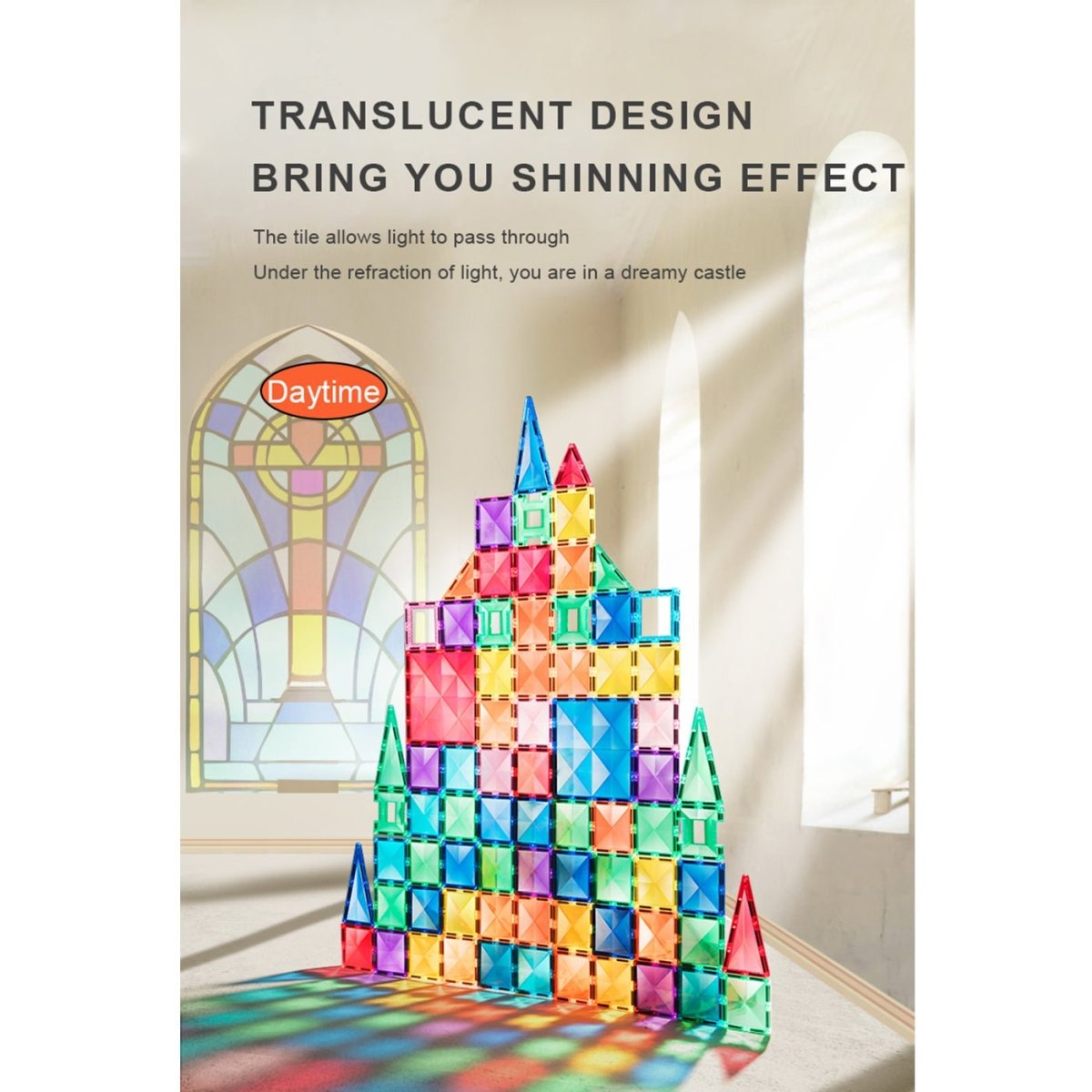 Creative Pack 100pcs Rainbow Magnetic Tiles - Image 2