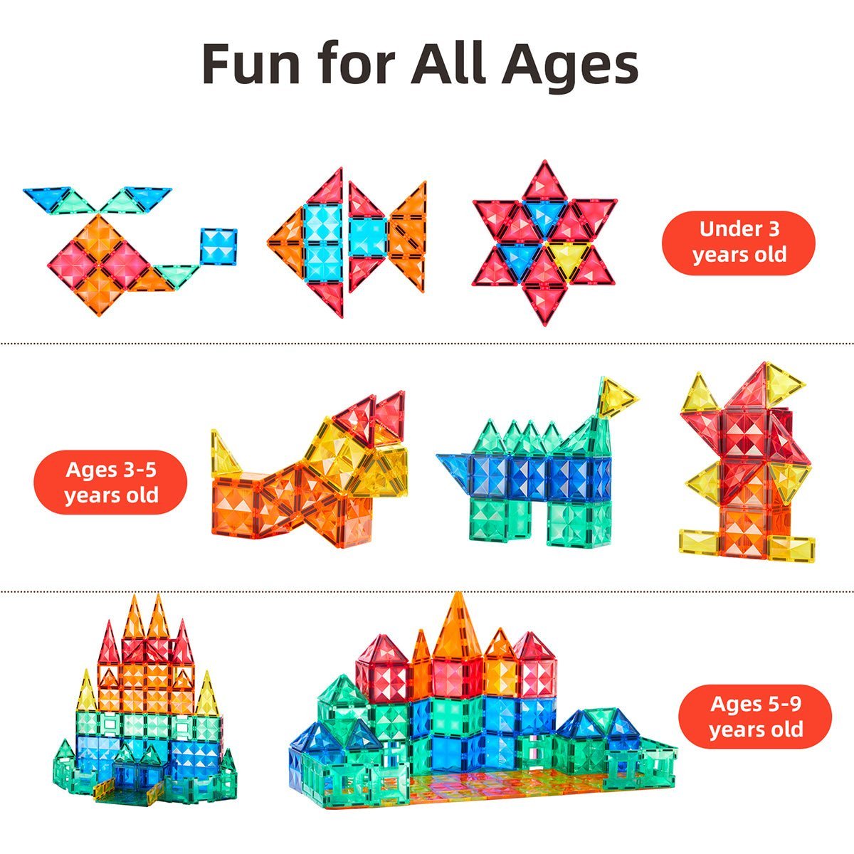 Creative Pack 100pcs Rainbow Magnetic Tiles - Image 4